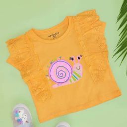 Pantaloons Junior Girls Pale Marigold Cotton Printed T-Shirts-image-19