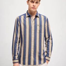 The Bear House Multicolored Cotton Slim Fit Striped Shirt-image-69