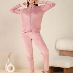 Sweet Dreams Pink Fleece Solid Full Sleeves Jacket and Pyjama-image-15