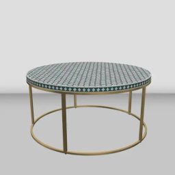 Casagold Georgia Inlay Sea Green Coffee Table with Metal Stand - Targua-image-80