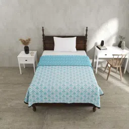JaipurFabric Firozi Mulmul Cotton 180 TC Ethnic Royal Reversible Single Bed Dohar-image-40