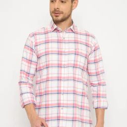 Duke Pink Blended Slim Fit Checkered Shirt-picture-13