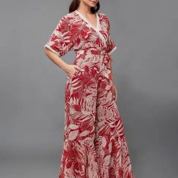 Miss Chase Maroon Chiffon Floral Jumpsuit-16