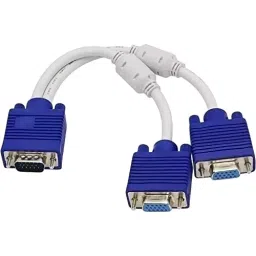 LOTA VGA Splitter Cable 1 Male to 2 Female 15-Pin Dual Display Support White & Blue, MST-1495-LT-4