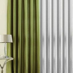 BELLA TRUE White & Green 2 Pieces Ripple Fold Long Door Curtains-image-56