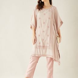 The Kaftan Company Embellished Embroidered Extended Sleeves Pure Silk Kaftan Top-picture-9