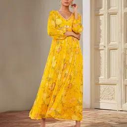 Soch Floral Printed A-Line Ethnic Dress-image-42