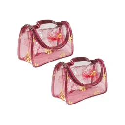 prettykrafts Maroon & Beige 2 Pieces Reusable Makeup Organiser-11