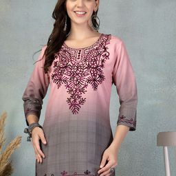 Shine N Sober Floral Embroidered Kurti-image-8