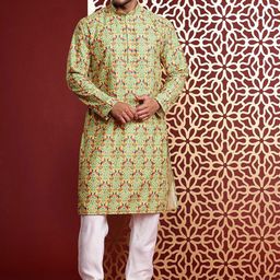 MANQ Men Tribal Yoke Design Kurta-picture-35