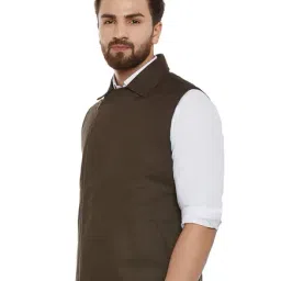 Hypernation Brown Sleeveless Regular Fit Jacket-22
