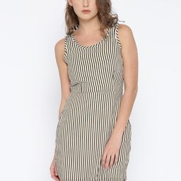 U.S. Polo Assn. Women Beige & Black Striped A-Line Dress-image-99