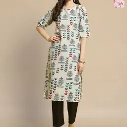 HERE&NOW Women Ethnic Motifs Printed Crepe Kurta-picture-53