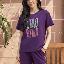Zeyo Women Typography Printed Night suit-image-8