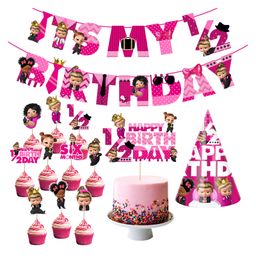 Zyozi Baby Girls Boss Half Birthday Theme Party Supplies Pink - Pack of 13-image-93