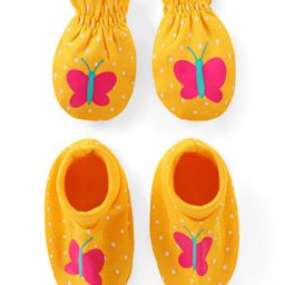 Babyhug 100% Cotton Mittens & Booties Butterfly Print - Yellow-image-34