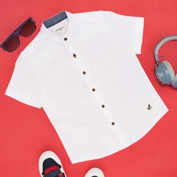 Pantaloons Junior Half Sleeves Solid Shirt - Snow White-picture-6