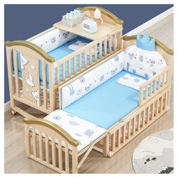 BabyTeddy 12 in 1 Patented Convertible (Forest Theme  6pc bedding set And Mattress Combo) Baby Crib Wooden, Baby Cot Bed Cradle Swing Desk  , Mosquito Net And Diaper Changing Station-10