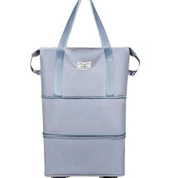 Storite Nylon 61 Cm Travel Duffle Bag With Wheels Expandable Foldable Bag For Travel Waterproof With Rolling Detachable Wheels (Mist Blue - L 61 X B 40 x H 16 cm)-6