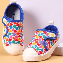 Cute Walk by Babyhug Casual Shoes with Velcro Closer & Hearts Print - Blue-image-94