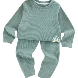 Little Surprise Box Cotton Full Sleeves Logo Patch Detailed Thermal Wear Set - Green-image-72