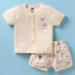 Simply Sinker KnitHalf Sleeves Shorts Night Suit with Animal Print - Offwhite-image-41