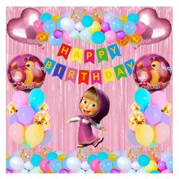 Bubble Trouble Masha Theme Birthday Decoration Items For Girls Party Decoration Kit Balloon Combo Pack Of 38 Pcs Multicolor-image-35