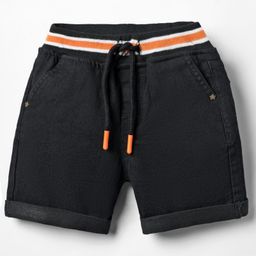 Babyhug Denim Mid Thigh Washed Ribbed Shorts - Black-image-51