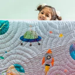 ZOOKEEPER Baby Quilt | Soft & Cozy Cotton Quilt | Space Theme | Reversible Blanket for Babies & Toddlers-picture-4