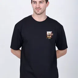 Mast & Harbour Men Graphic Printed Round Neck Cotton Oversized T-shirt-picture-20