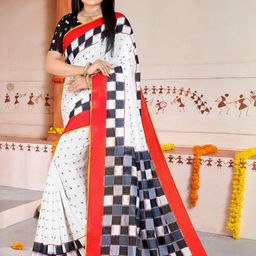 HERE&NOW Women Cotton Block Print Saree-picture-17