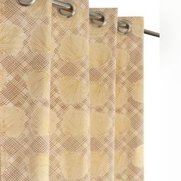 Galaxy Home Decor Cream-Coloured Set of 2 Floral Room Darkening Long Door Curtain-picture-20