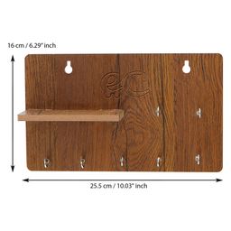 eCraftIndia Multiutility 7 Hooks Wooden Keyholder with Shelf image 3