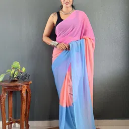 FLOURIOUS Tie and Dye Pure Georgette Saree-8