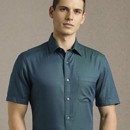 Louis Philippe Men Textured Spread Collar Pure Cotton Formal Shirt-picture-13