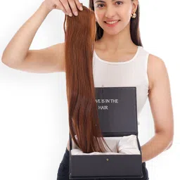 RITZKART Clip In Straight Scalp Topper Hair Extension- Natural Brown- 22 Inch-image-46