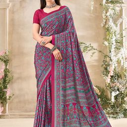 KALINI Floral Poly Crepe Saree-image-9