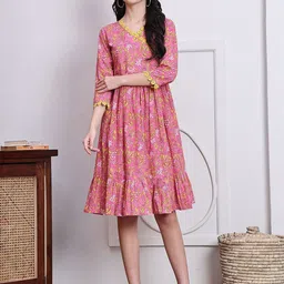 Roly Poly Women Floral Printed Wrap Midi Dress-image-90