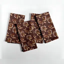 Vargottam Brown & Beige 12 Pieces Printed Cotton Reusable & Disposable Table Napkins-2