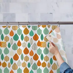 ArtzFolio White & Green Printed Waterproof Shower Curtain-image-93