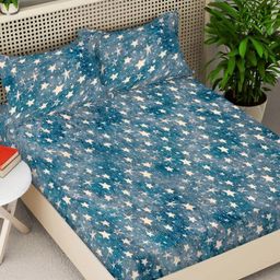 Myntra Elegant Homes Turquoise Blue Printed Woollen 300 TC King Bedsheet Set 2.5 x 2.2 m-image-43