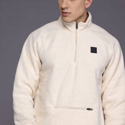 HRX by Hrithik Roshan Regular Mock Collar Sweatshirt with Fleece Detailing-image-31