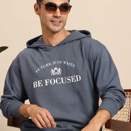 Mast & Harbour Typography Printed Hooded Sweatshirt with Insert Pockets-picture-4