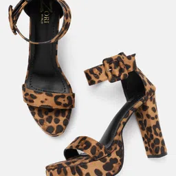 ZORI WORLD Printed Suede Party Block Sandals-15