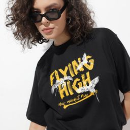 The Roadster Life Co. Typography Printed Drop-Shoulder Pure Cotton Oversized T-shirt-image-63
