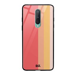 DailyObjects Peach-Colored & Yellow Vertical OnePlus 8 Glass Mobile Case image 1