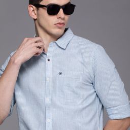 WROGN Men Blue & White Slim Fit Striped Pure Cotton asual Shirt-image-63