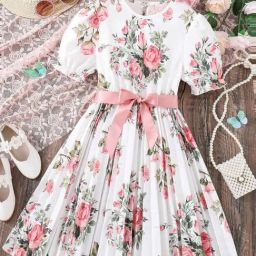 Bolly Lounge Girls Snow White & Pink Floral Dress-image-22