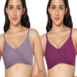 IN CARE Purple & Wine Non-Wired Full Coverage Push-Up Bra - Pack of 2-image-29