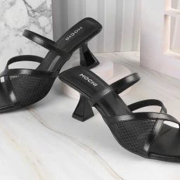 Mochi Women's Black Cross Strap Stilettos-picture-12